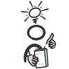 Icon Wissen mit Glühbirne